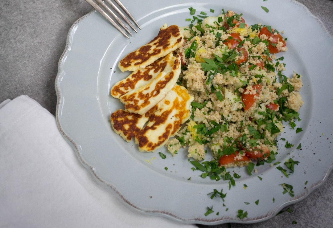 Grilled Haloumi on tabbouleh