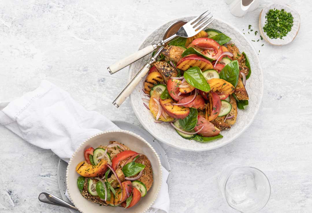 Grilled Peach Panzanella Salad