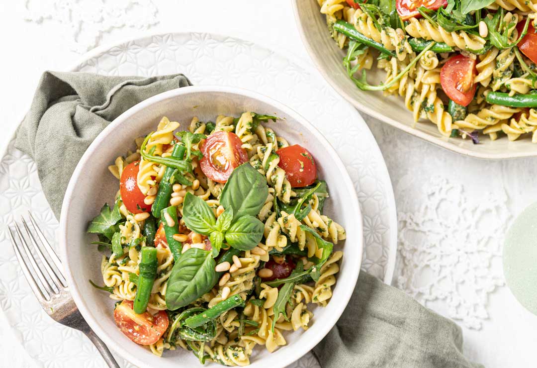 Green Basil and Spinach Pesto Pasta