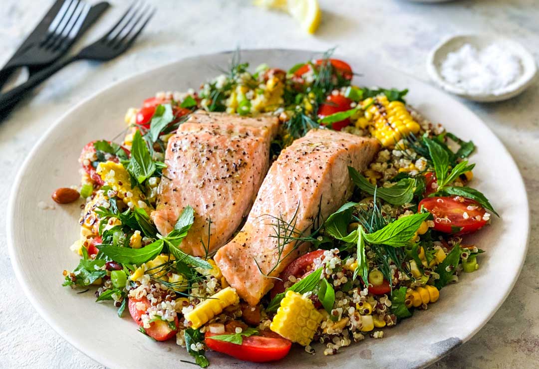 Roast-ocean-trout-with-quinoa-tabouli